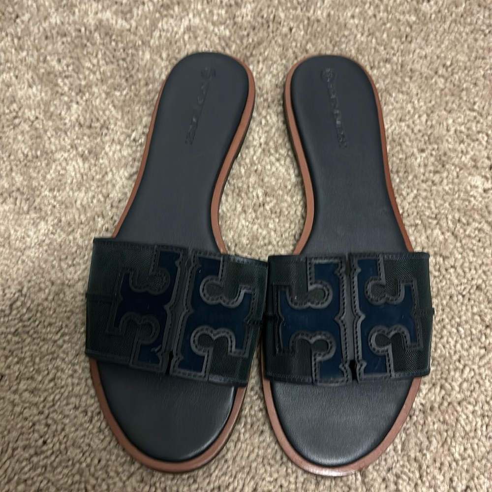 Tory Burch Navy Slides Size 10
